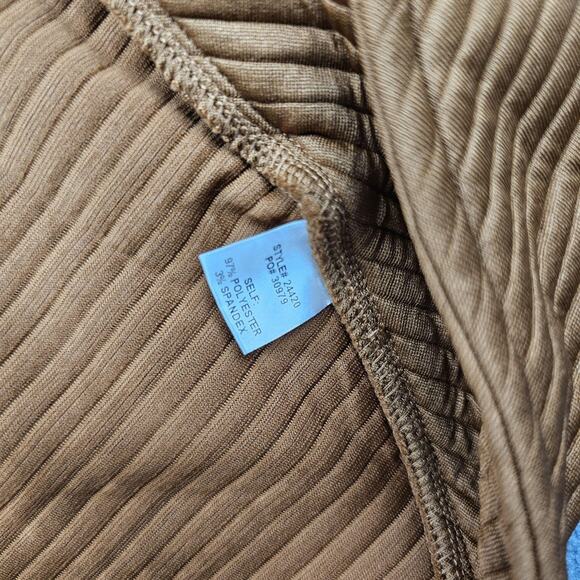 Skies Are Blue Cardigan Womens XS Camel Brown Drape Front Open Waterfall Ribbed - Picture 6 of 7